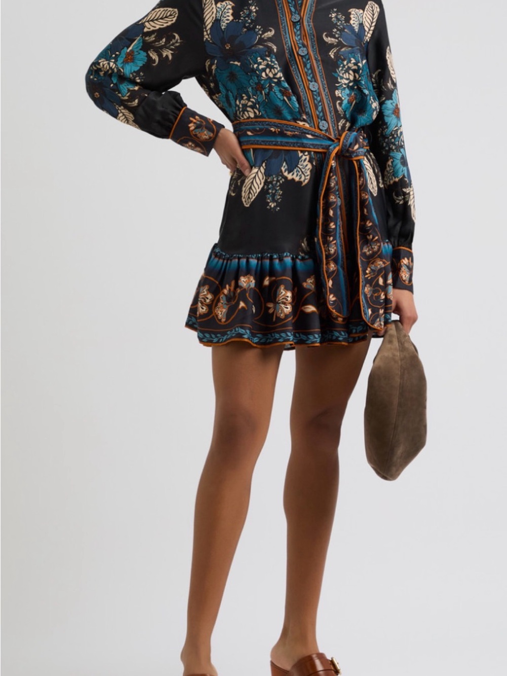FARM Rio Navy Blue Teal and Orange Floral Mini Dress - Picture 4 of 7
